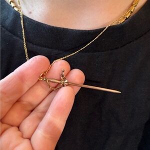 Unique 9K Yellow Gold Sword Pendant